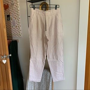 tan gingham linen trousers abercrombie & fitch